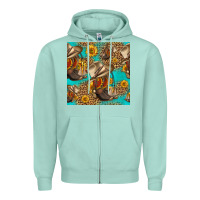 Seafoam western boots and hat seamless pattern Zipper Hoodie - HRA Design Shop