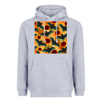 Heather Grey halloween bat and roses seamless pattern Heavyweight Hoodie - BundleAndBundleShop