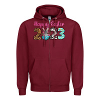 Burgundy Happy Easter 2023 Easter Day Zipper Hoodie - Neo Western