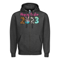 Charcoal Heather Happy Easter 2023 Easter Day Zipper Hoodie - Neo Western