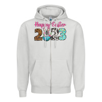 Dove Grey Happy Easter 2023 Easter Day Zipper Hoodie - Neo Western