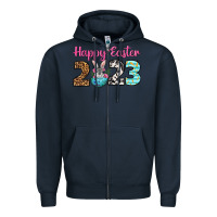 Navy Happy Easter 2023 Easter Day Zipper Hoodie - Neo Western