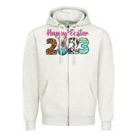 Oatmeal Heather Happy Easter 2023 Easter Day Zipper Hoodie - Neo Western