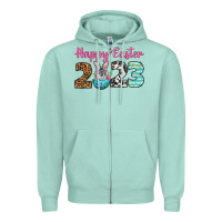 Seafoam Happy Easter 2023 Easter Day Zipper Hoodie - Neo Western