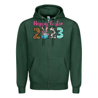 Sports Green Happy Easter 2023 Easter Day Zipper Hoodie - Neo Western