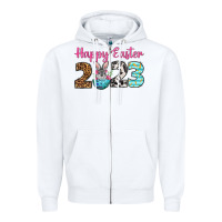 White Happy Easter 2023 Easter Day Zipper Hoodie - Neo Western