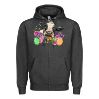 Charcoal Heather Happy Easter Cow Easter Day Zipper Hoodie - Neo Western