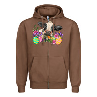Chestnut Happy Easter Cow Easter Day Zipper Hoodie - Neo Western
