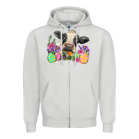 Dove Grey Happy Easter Cow Easter Day Zipper Hoodie - Neo Western