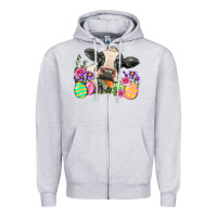 Heather Grey Happy Easter Cow Easter Day Zipper Hoodie - Neo Western