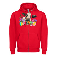 Red Happy Easter Cow Easter Day Zipper Hoodie - Neo Western