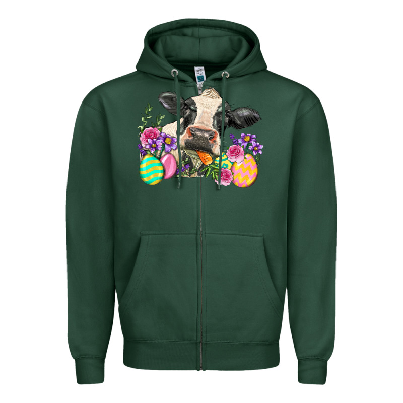 Happy Easter Cow Easter Day Zipper Hoodie by Neo Western | Teevron