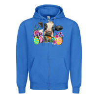 True Royal Happy Easter Cow Easter Day Zipper Hoodie - Neo Western