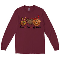 Burgundy peace love toy poodle Long Sleeve Tee - RanaPortraitStore