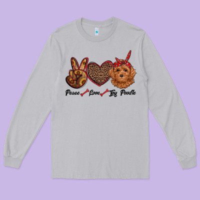 Peace Love Toy Poodle Long Sleeve Tee Designed By Ranaportraitstore