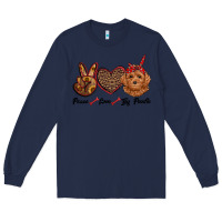 Navy peace love toy poodle Long Sleeve Tee - RanaPortraitStore