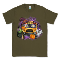 Army Green Halloween School Bus Classic Tee - texasbilliewilder