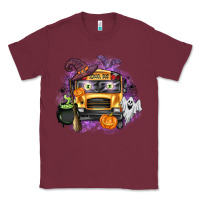 Burgundy Halloween School Bus Classic Tee - texasbilliewilder