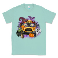 Seafoam Halloween School Bus Classic Tee - texasbilliewilder
