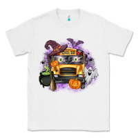 White Halloween School Bus Classic Tee - texasbilliewilder