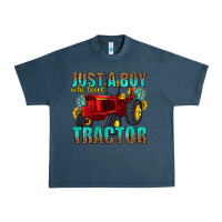 Midnight Navy just a boy who loves tractor Urban Heavy Tee - texasbilliewilder