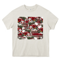 Cream vintage christmas car pattern Heavy Core Tee - CowhideDigitalArt