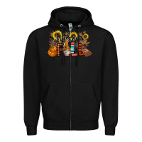 Black Welcome Fall Pumpkin Zipper Hoodie - CowhideDigitalArt