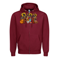 Burgundy Welcome Fall Pumpkin Zipper Hoodie - CowhideDigitalArt