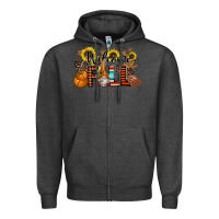 Charcoal Heather Welcome Fall Pumpkin Zipper Hoodie - CowhideDigitalArt