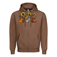 Chestnut Welcome Fall Pumpkin Zipper Hoodie - CowhideDigitalArt