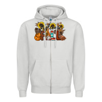 Dove Grey Welcome Fall Pumpkin Zipper Hoodie - CowhideDigitalArt