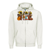 Oatmeal Heather Welcome Fall Pumpkin Zipper Hoodie - CowhideDigitalArt