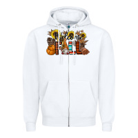 White Welcome Fall Pumpkin Zipper Hoodie - CowhideDigitalArt