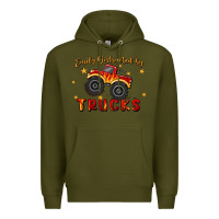 Army Green easily distracted by trucks Premium Hoodie - MaliasSmallBusiness