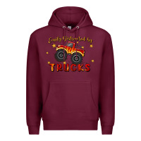 Burgundy easily distracted by trucks Premium Hoodie - MaliasSmallBusiness