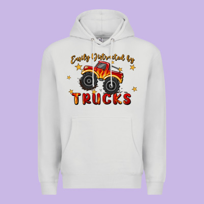 Easily Distracted By Trucks Premium Hoodie Designed By Maliassmallbusiness