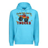 Ocean Blue easily distracted by trucks Premium Hoodie - MaliasSmallBusiness