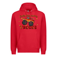 Red easily distracted by trucks Premium Hoodie - MaliasSmallBusiness
