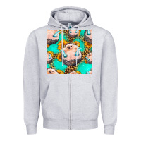 Heather Grey hedgehog western seamless pattern Zipper Hoodie - HRA Design Shop