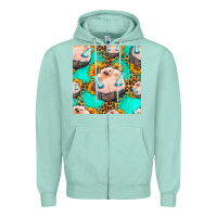 Seafoam hedgehog western seamless pattern Zipper Hoodie - HRA Design Shop
