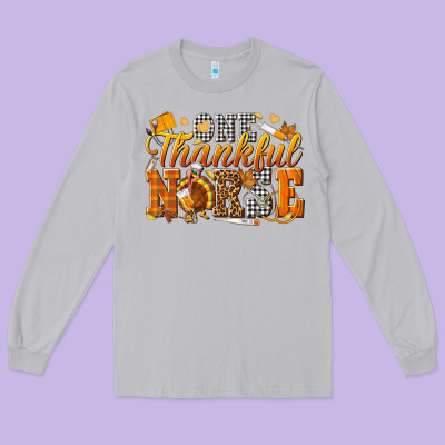 One Thankful Nurse Long Sleeve Tee Designed By Texasbilliewilder