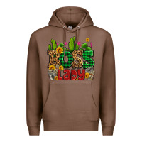 Chestnut boss lady with money and cactus Premium Hoodie - AdoDesignShop