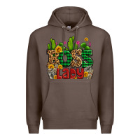 Coffee boss lady with money and cactus Premium Hoodie - AdoDesignShop