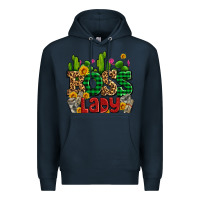 Navy boss lady with money and cactus Premium Hoodie - AdoDesignShop
