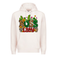 Pale Pink boss lady with money and cactus Premium Hoodie - AdoDesignShop