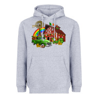 Barn St Patricks With Truck And Shamrocks Heavyweight Hoodie | Teevron