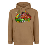 Toasted Coconut barn st patricks with truck and shamrocks Heavyweight Hoodie - AdoDesignShop