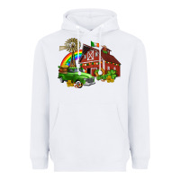 White barn st patricks with truck and shamrocks Heavyweight Hoodie - AdoDesignShop