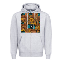 Heather Grey western sunflowers camera seamless pattern Zipper Hoodie - HRA Design Shop