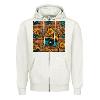 Oatmeal Heather western sunflowers camera seamless pattern Zipper Hoodie - HRA Design Shop